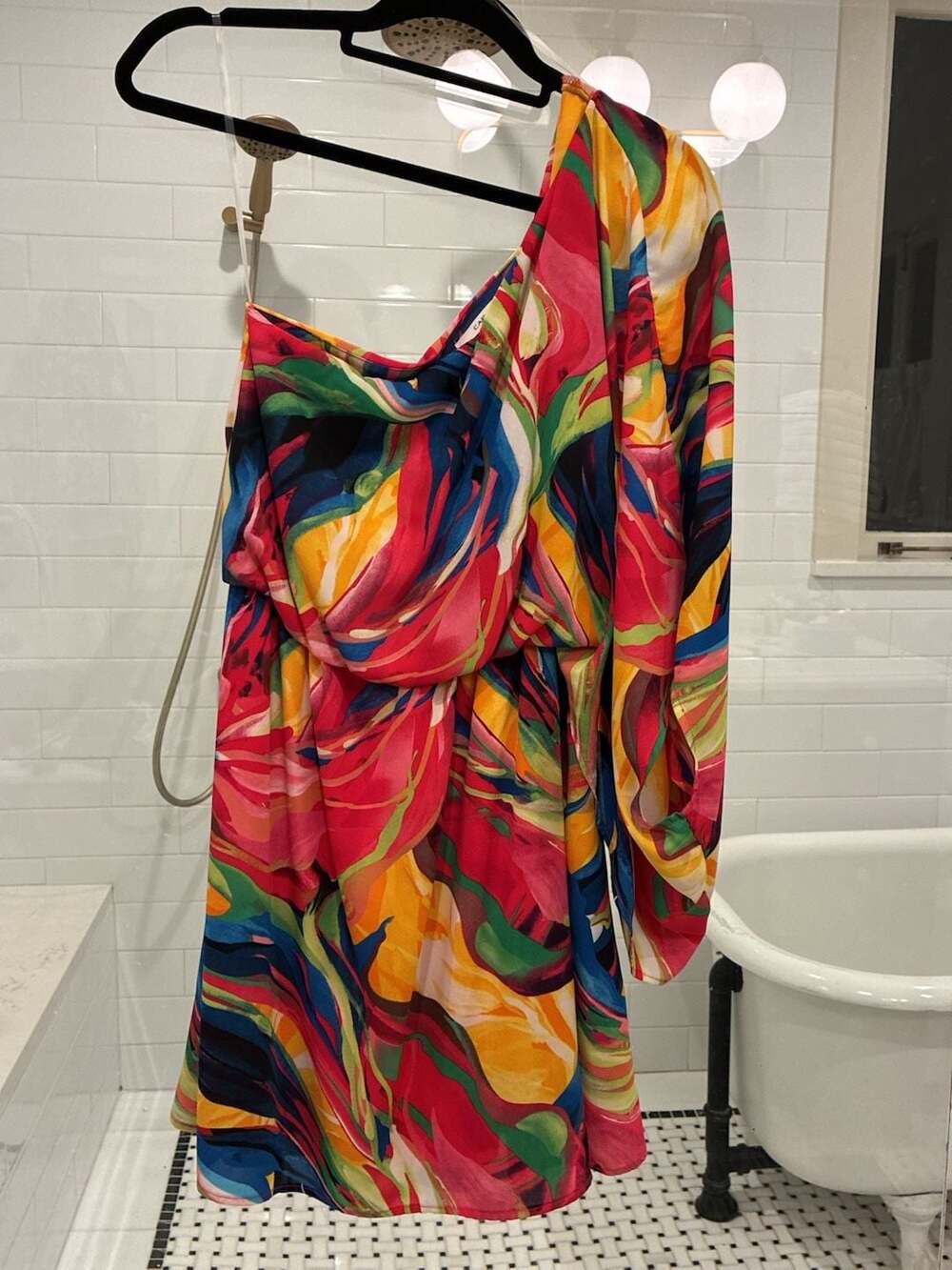 Caramela Women's One-Shoulder Abstract Print Mini Dress